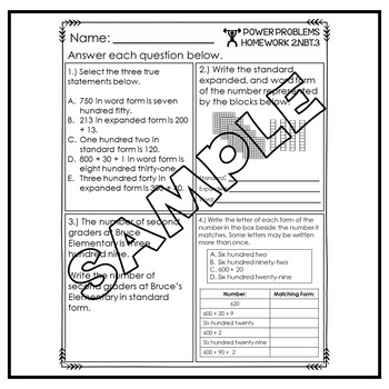 2nd Grade Math Homework Word Problems Place Value Base Ten Power Problems™ - Image 2